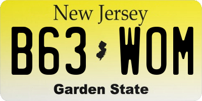 NJ license plate B63WOM