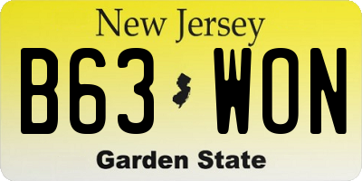NJ license plate B63WON