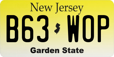 NJ license plate B63WOP