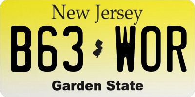 NJ license plate B63WOR