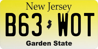 NJ license plate B63WOT