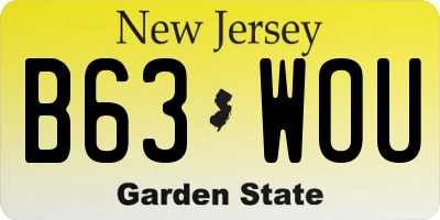 NJ license plate B63WOU