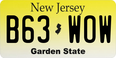 NJ license plate B63WOW