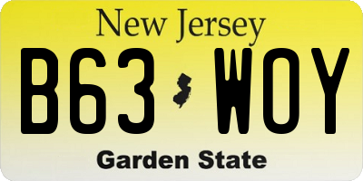 NJ license plate B63WOY