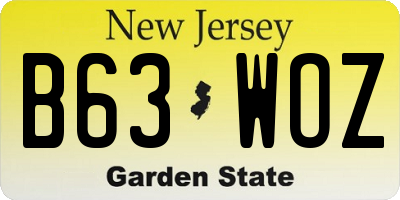 NJ license plate B63WOZ