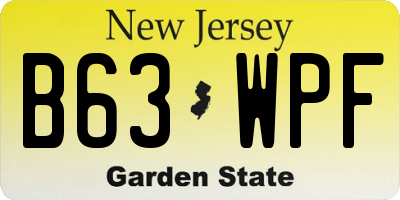 NJ license plate B63WPF