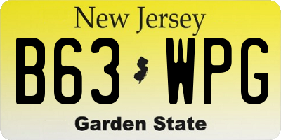 NJ license plate B63WPG