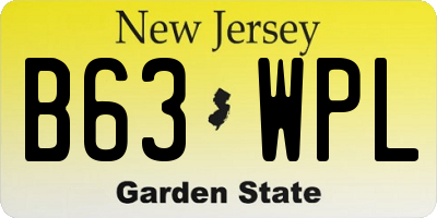 NJ license plate B63WPL