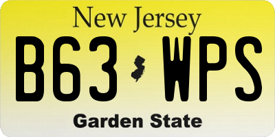 NJ license plate B63WPS