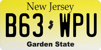 NJ license plate B63WPU
