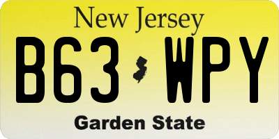 NJ license plate B63WPY