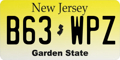NJ license plate B63WPZ