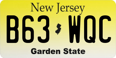NJ license plate B63WQC