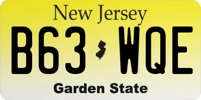 NJ license plate B63WQE