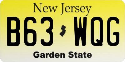 NJ license plate B63WQG