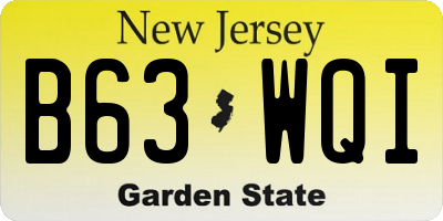 NJ license plate B63WQI