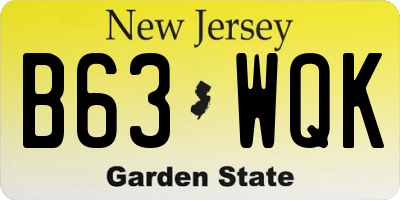NJ license plate B63WQK