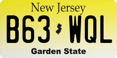 NJ license plate B63WQL