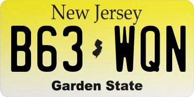 NJ license plate B63WQN