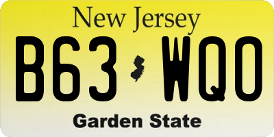 NJ license plate B63WQO