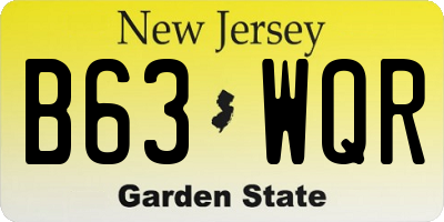 NJ license plate B63WQR