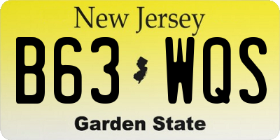 NJ license plate B63WQS