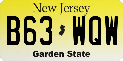NJ license plate B63WQW