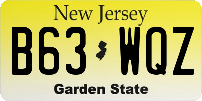 NJ license plate B63WQZ