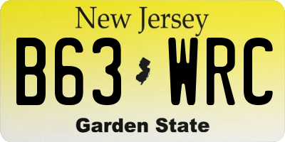 NJ license plate B63WRC
