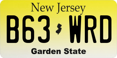 NJ license plate B63WRD