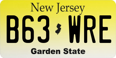 NJ license plate B63WRE