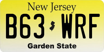 NJ license plate B63WRF