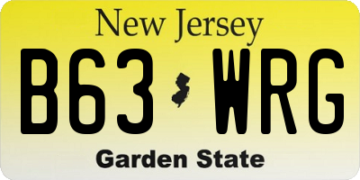 NJ license plate B63WRG