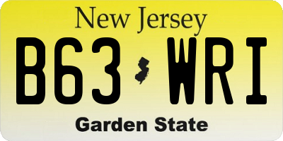 NJ license plate B63WRI