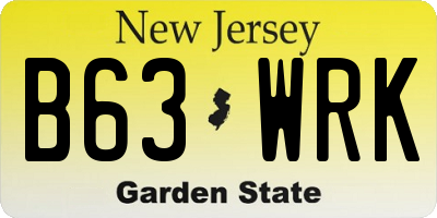 NJ license plate B63WRK