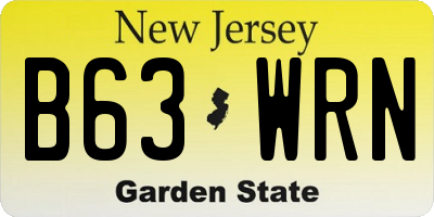 NJ license plate B63WRN