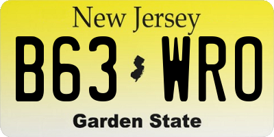 NJ license plate B63WRO