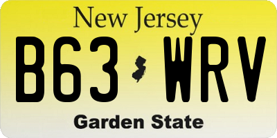 NJ license plate B63WRV