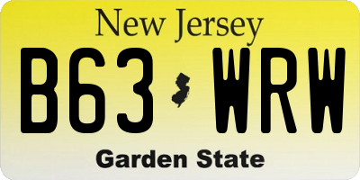 NJ license plate B63WRW