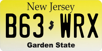 NJ license plate B63WRX