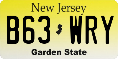 NJ license plate B63WRY