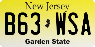 NJ license plate B63WSA