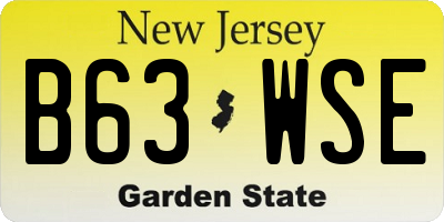 NJ license plate B63WSE