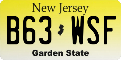 NJ license plate B63WSF