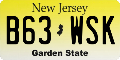 NJ license plate B63WSK