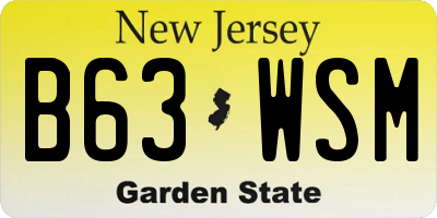 NJ license plate B63WSM