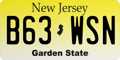 NJ license plate B63WSN