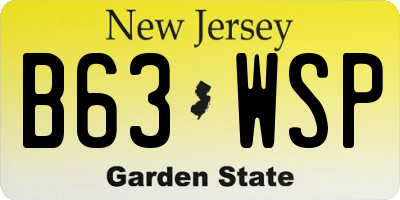 NJ license plate B63WSP