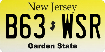 NJ license plate B63WSR