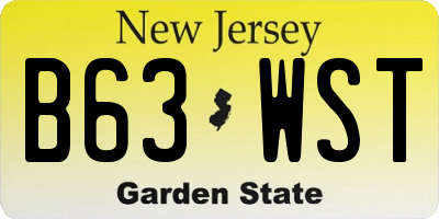NJ license plate B63WST